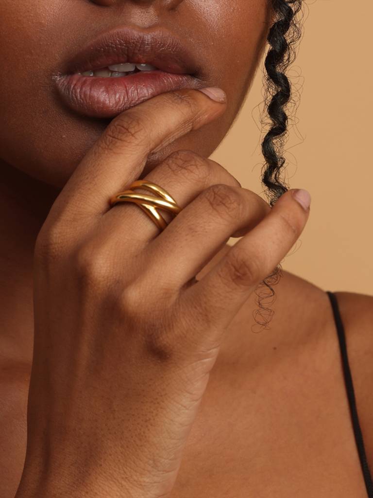 Women 18K Gold-Plated Infinity Knot Adjustable Finger Ring : RG100