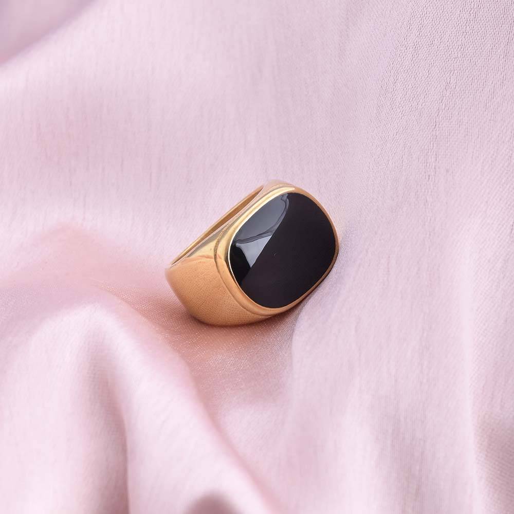 Gold-Plated White Glossy Enamelled Finger Ring | Gold-Plated White ...