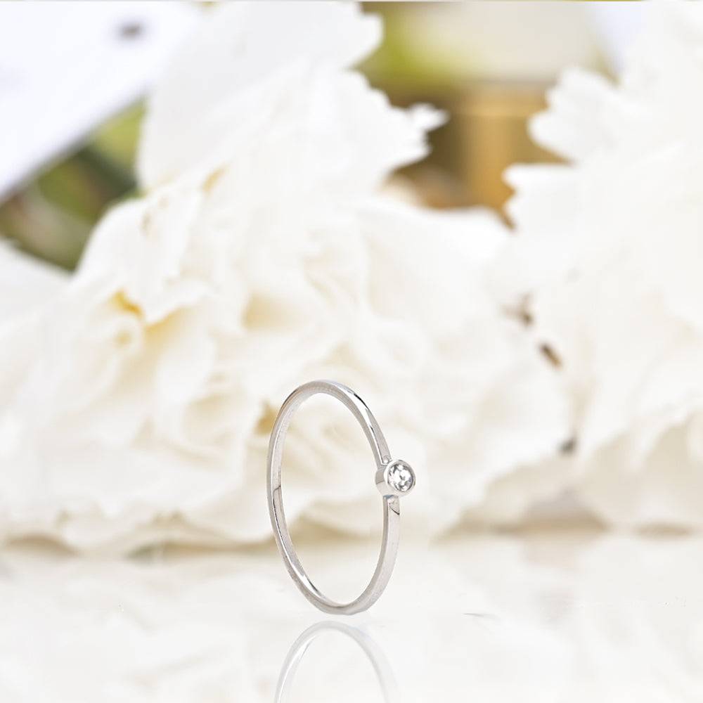 Cute Birthstone Ring | 18K White Gold Plated : RG118-6