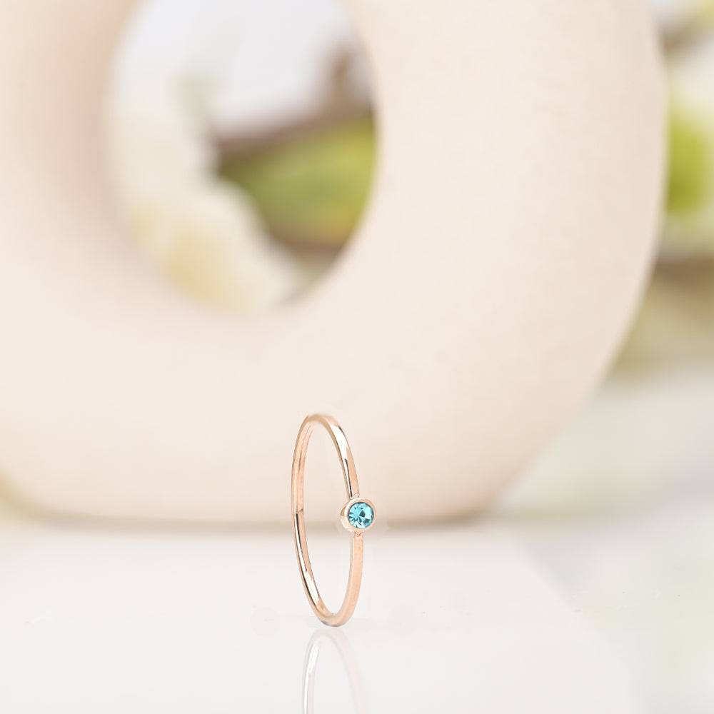Cute Birthstone Ring | 18K Rose Gold Plated : RG141-7