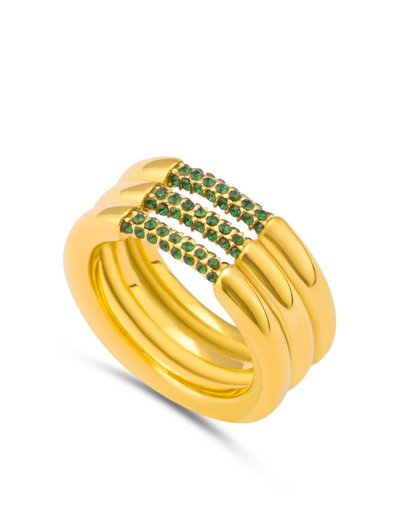 Demifine Emerald Layered Harmony Ring : RG225