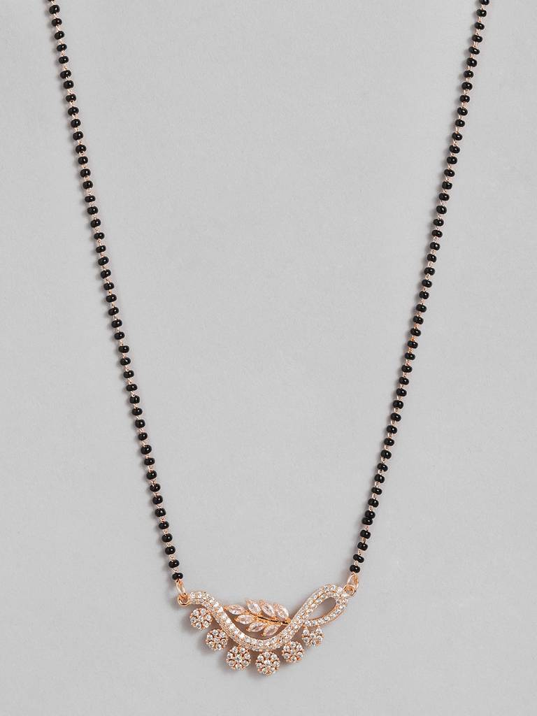 Rose Gold Plated Black Bead Mangalsutra Stylish And Lightweight Design : RGMS18SAaranya