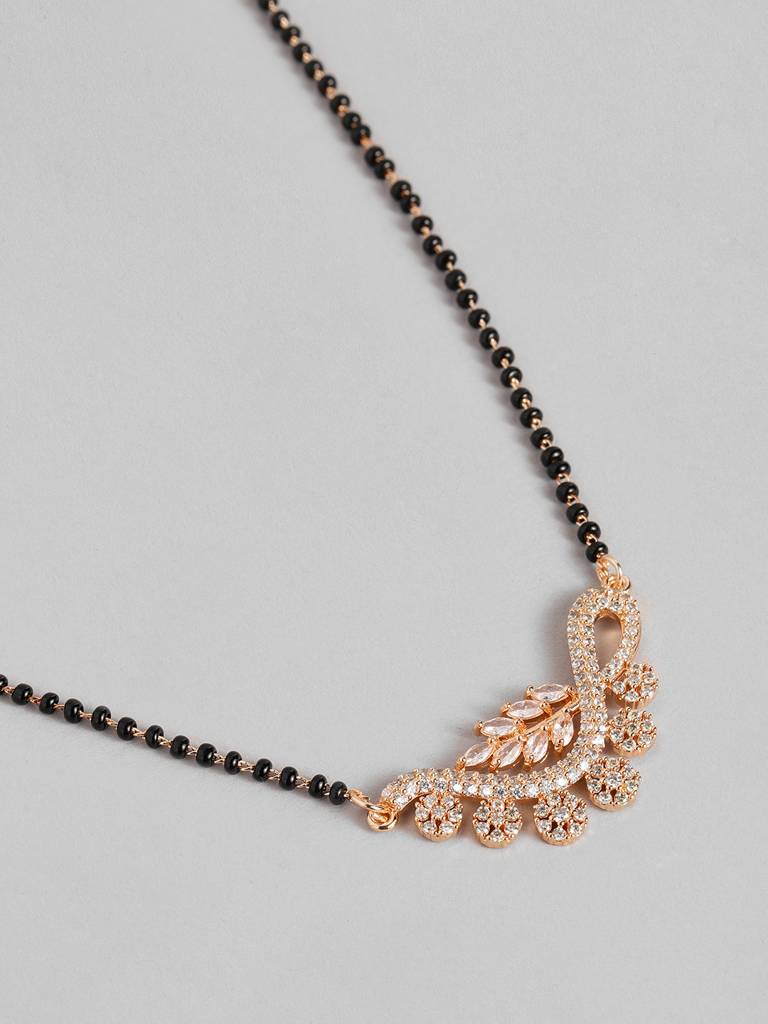Rose Gold Plated Black Bead Mangalsutra Stylish And Lightweight Design : RGMS18SAaranya