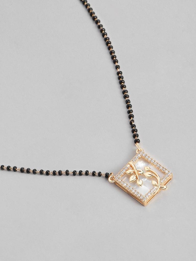 Elegant Black Bead Rose Gold Plated Mangalsutra A Bridal Favorite : RGMS18SAveer