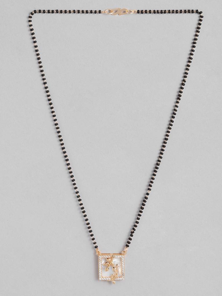 Elegant Black Bead Rose Gold Plated Mangalsutra A Bridal Favorite : RGMS18SAveer