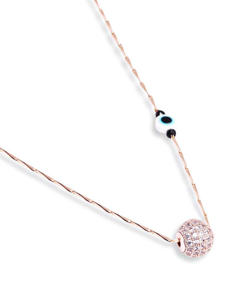 Rose Gold Evil Eye Necklace Chain : RGPSRGBallEE