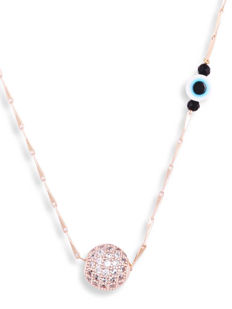 Rose Gold Evil Eye Necklace Chain : RGPSRGBallEE