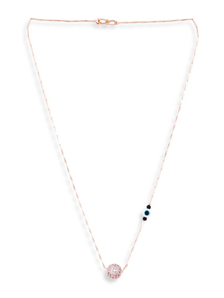 Rose Gold Evil Eye Necklace Chain : RGPSRGBallEE