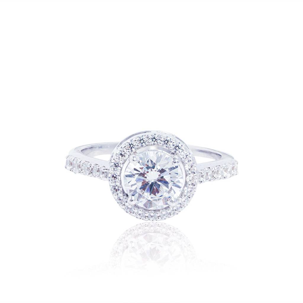 Round Halo Solitaire Ring