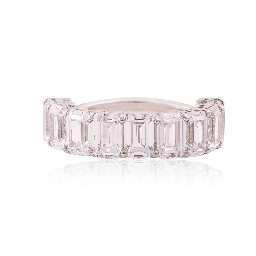 Emerald Shape Half Eternity Band : RGS-068-W