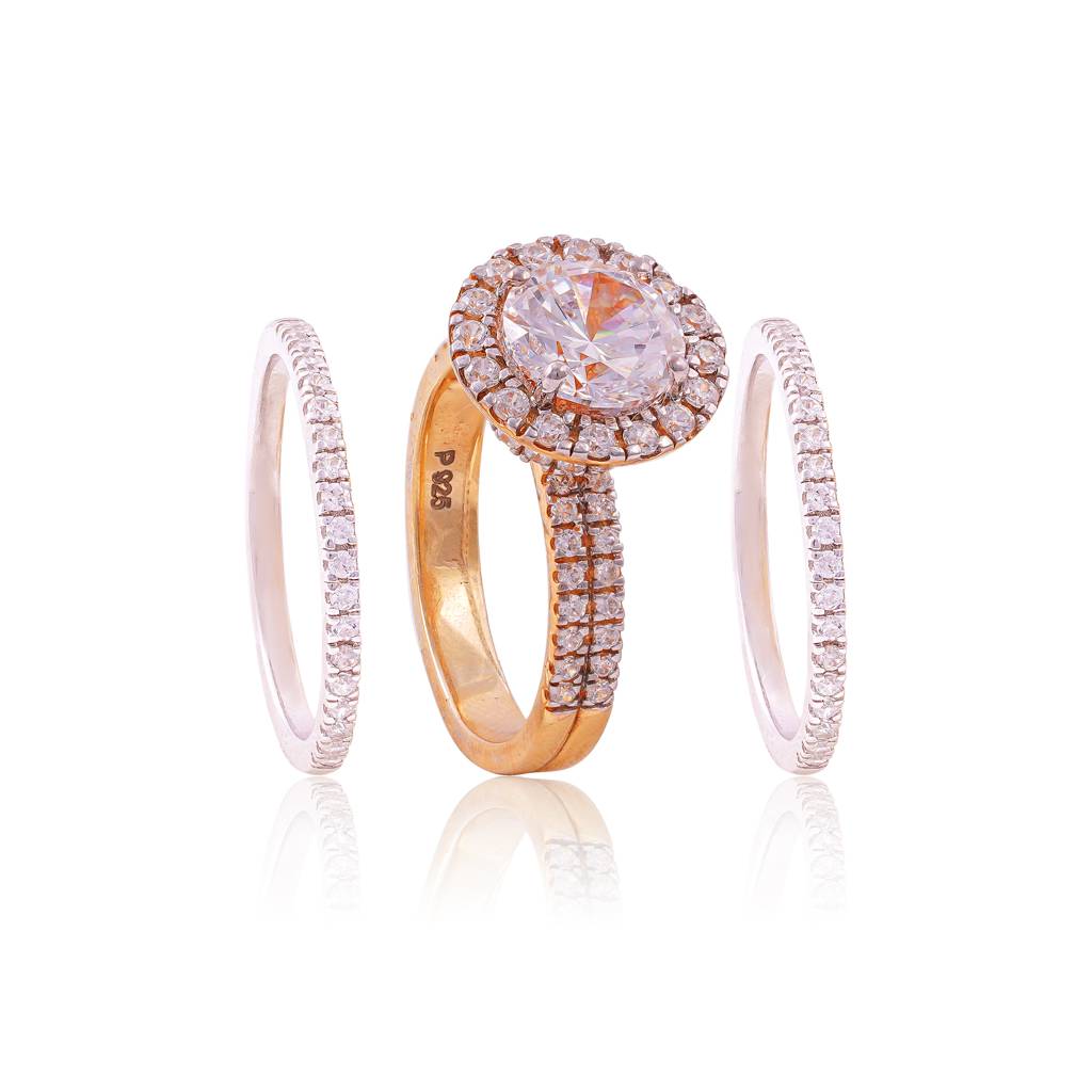Beatrix Duo Tone Solitaire Ring : RGS-079-W