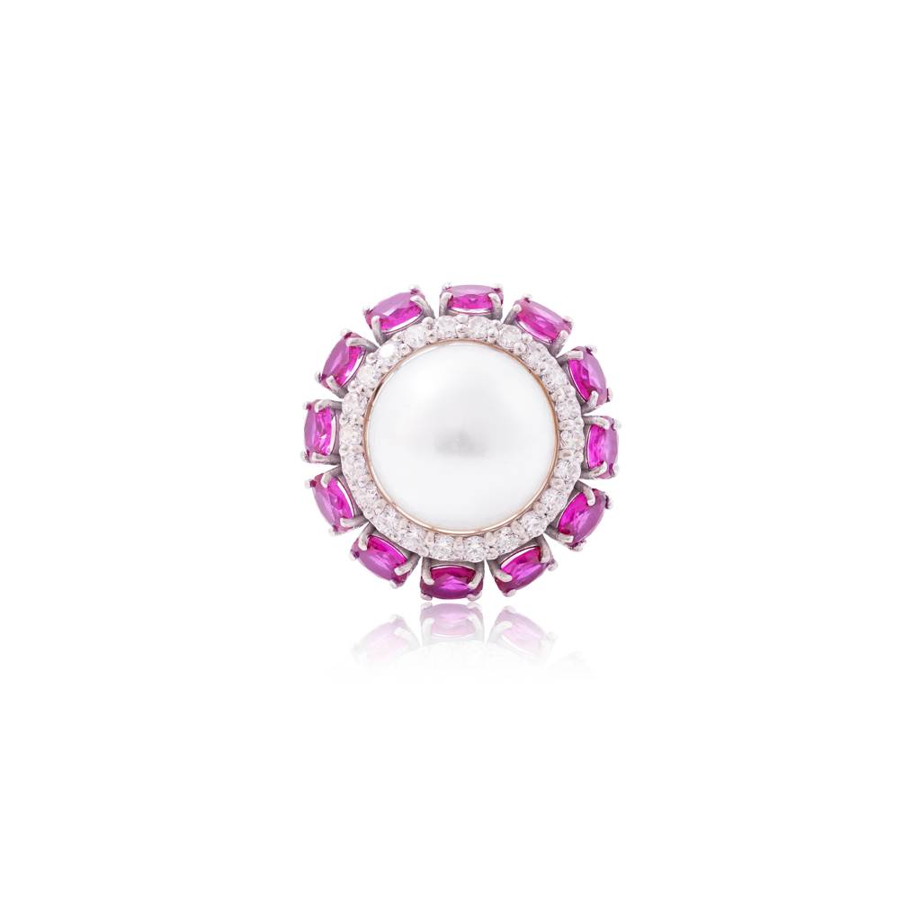 Pearl Crown Ring : RGS-104-W-PK