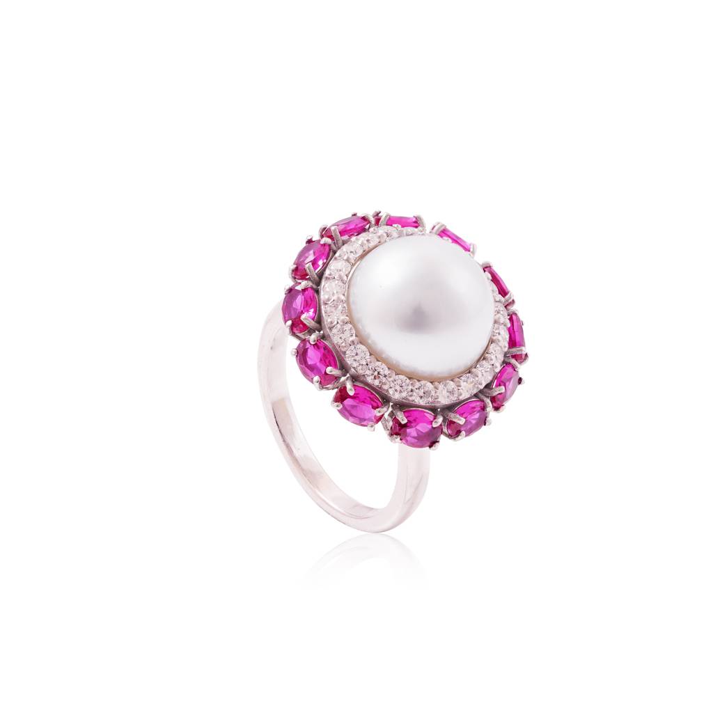Pearl Crown Ring : RGS-104-W-PK