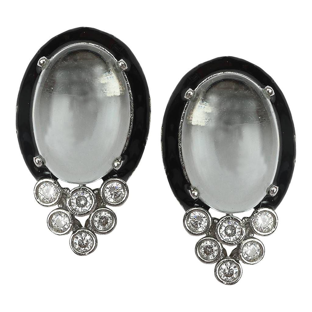 Delicate Pillow-Cut Silvery Grey Edge-Cut Doublet Studs With Cubic Zirconia Detailing In An Oval Design : RI-ER-42-GREY