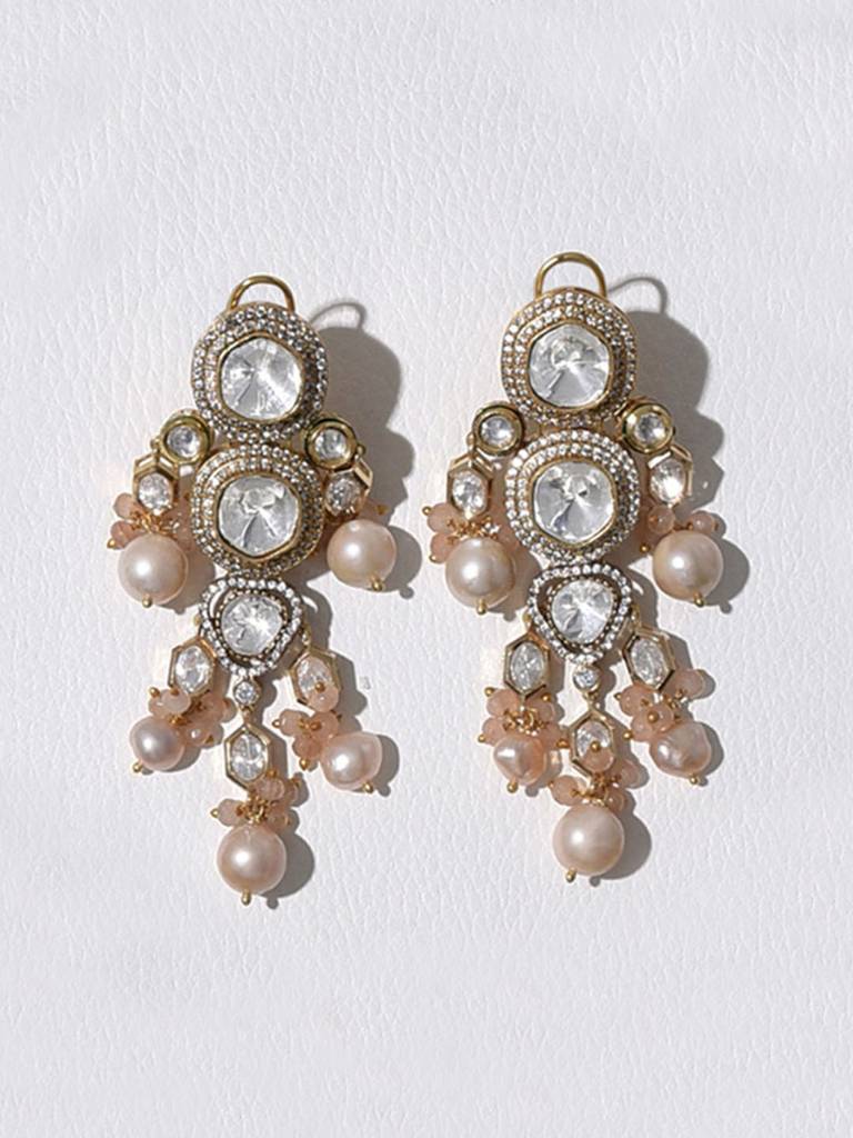 Baroque Pearl & Polki Earring : RJJER24JBRJA11