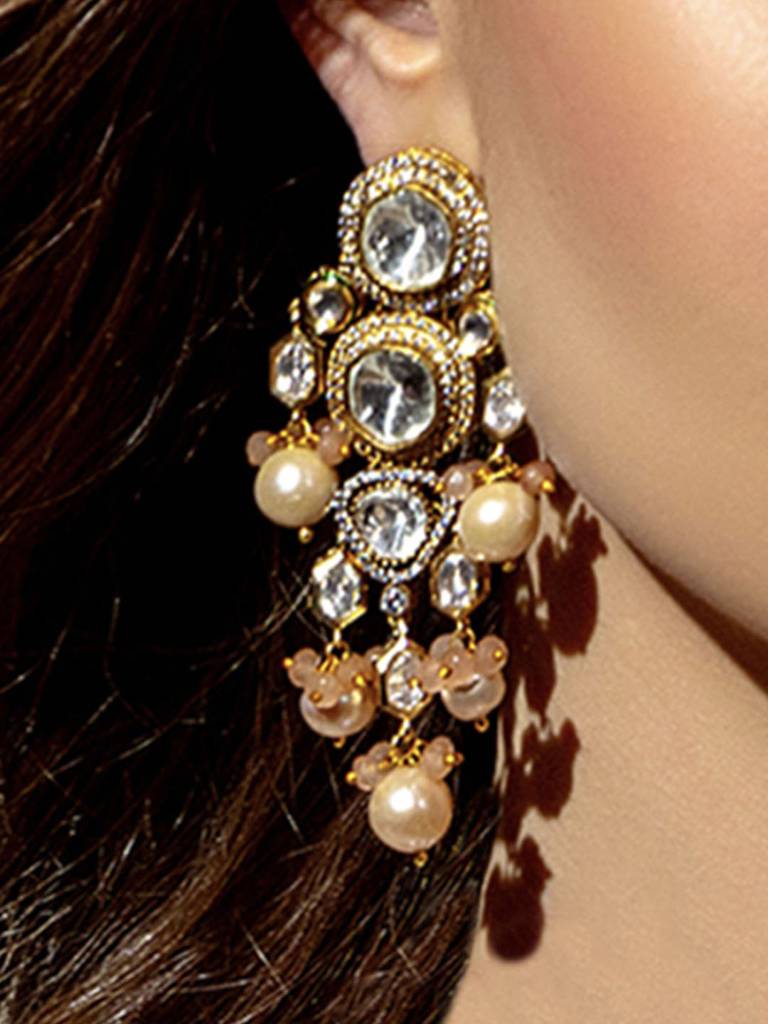 Baroque Pearl & Polki Earring : RJJER24JBRJA11