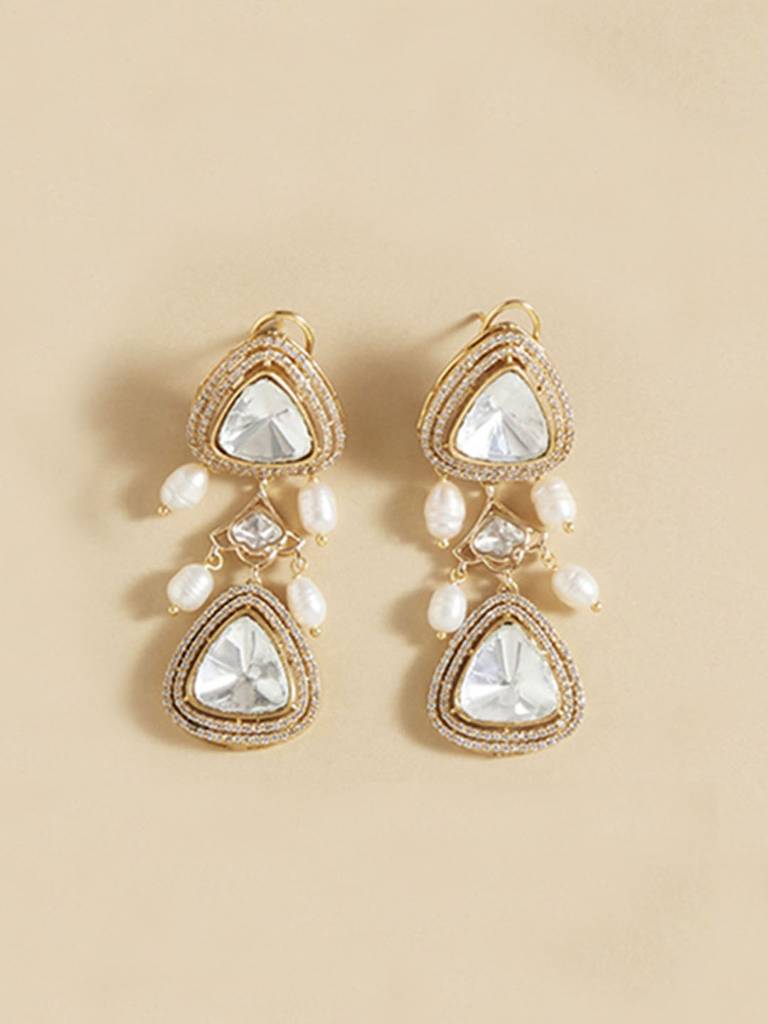 Polki & Pearl Drops Earring : RJJER24JBRJA5