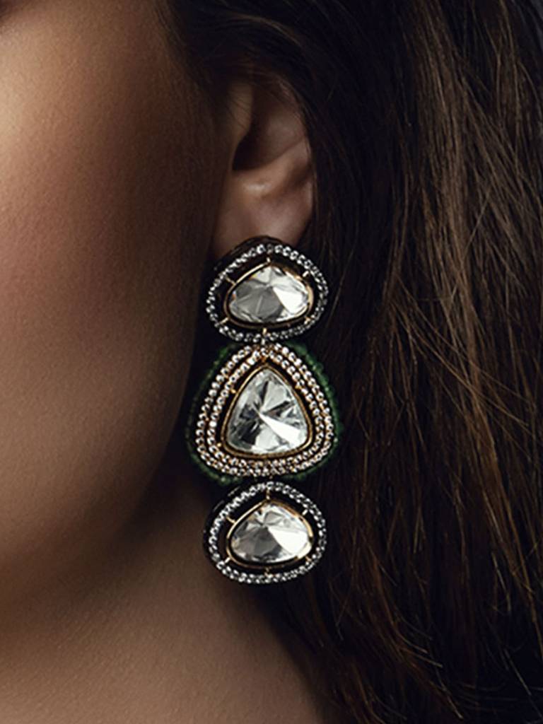 Green Polki Earring : RJJER24JBRJA9