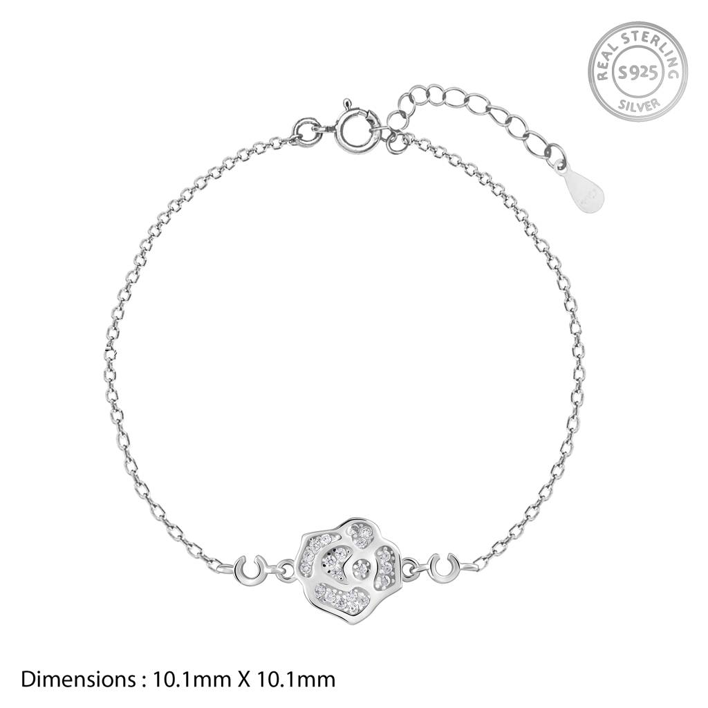 925 Sterling Silver Rose Of Love Silver Bracelet : RJSPBR04