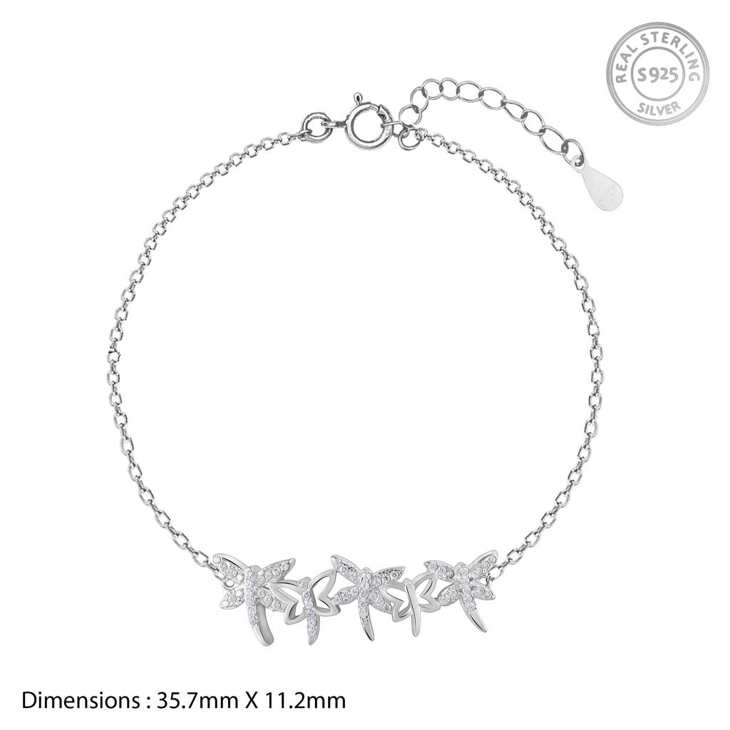 925 Sterling Silver Butterfly Affection Silver Bracelet : RJSPBR14