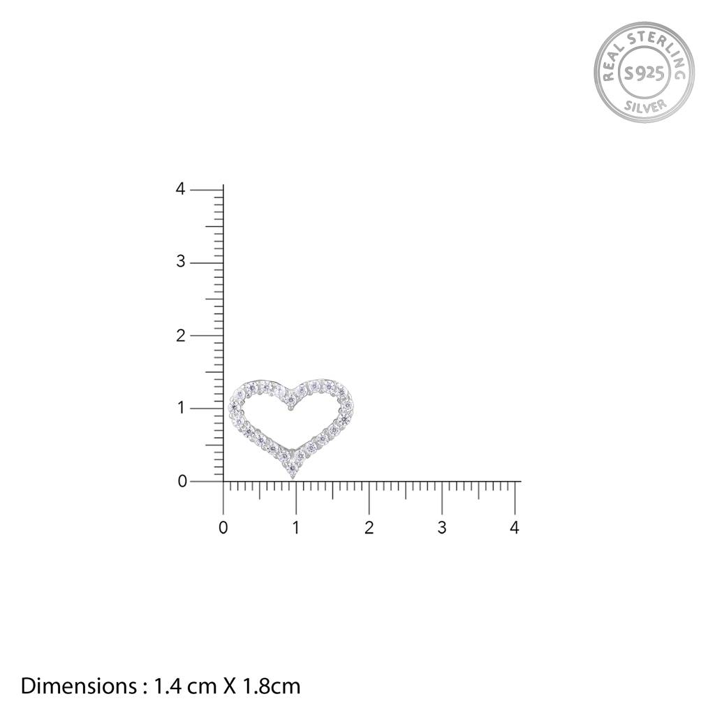 925 Sterling Silver Heart Affection Love Pendant With Link Chain : RJSPPN05