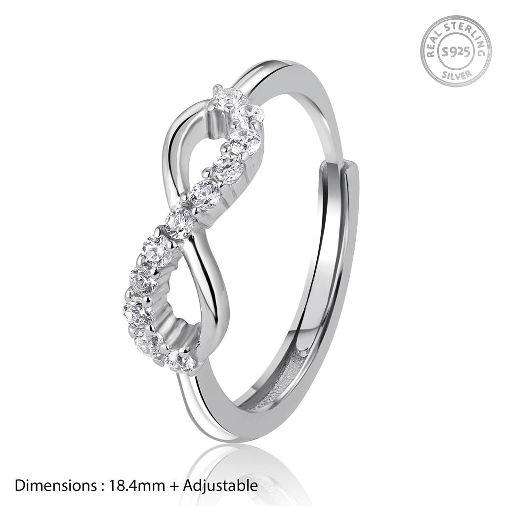 925 Sterling Silver Infinity Zircon Adjustable Ring : RJSPRG13