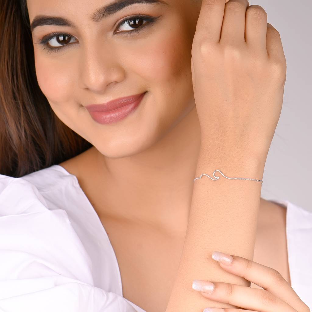 925 Sterling Silver Everlasting Minimalist Silver Bracelet : RJSPBR19