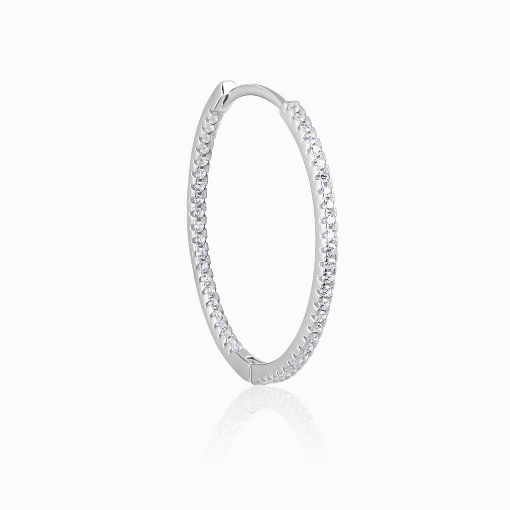 925 Sterling Silver Twilight Zircon Hoop Earrings : RJSPER03