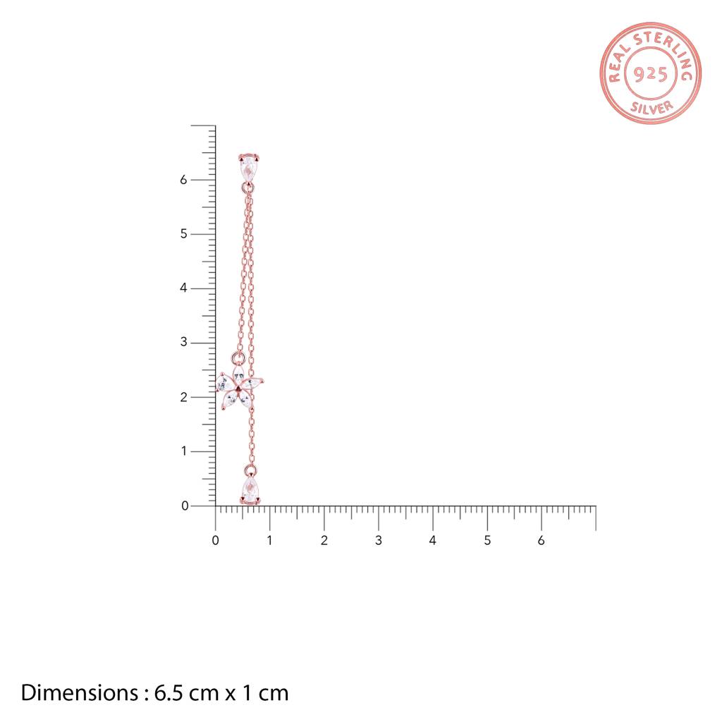 925 Sterling Silver Chic Floral Zircon Rose Gold Drop Earrings : RJSPER11