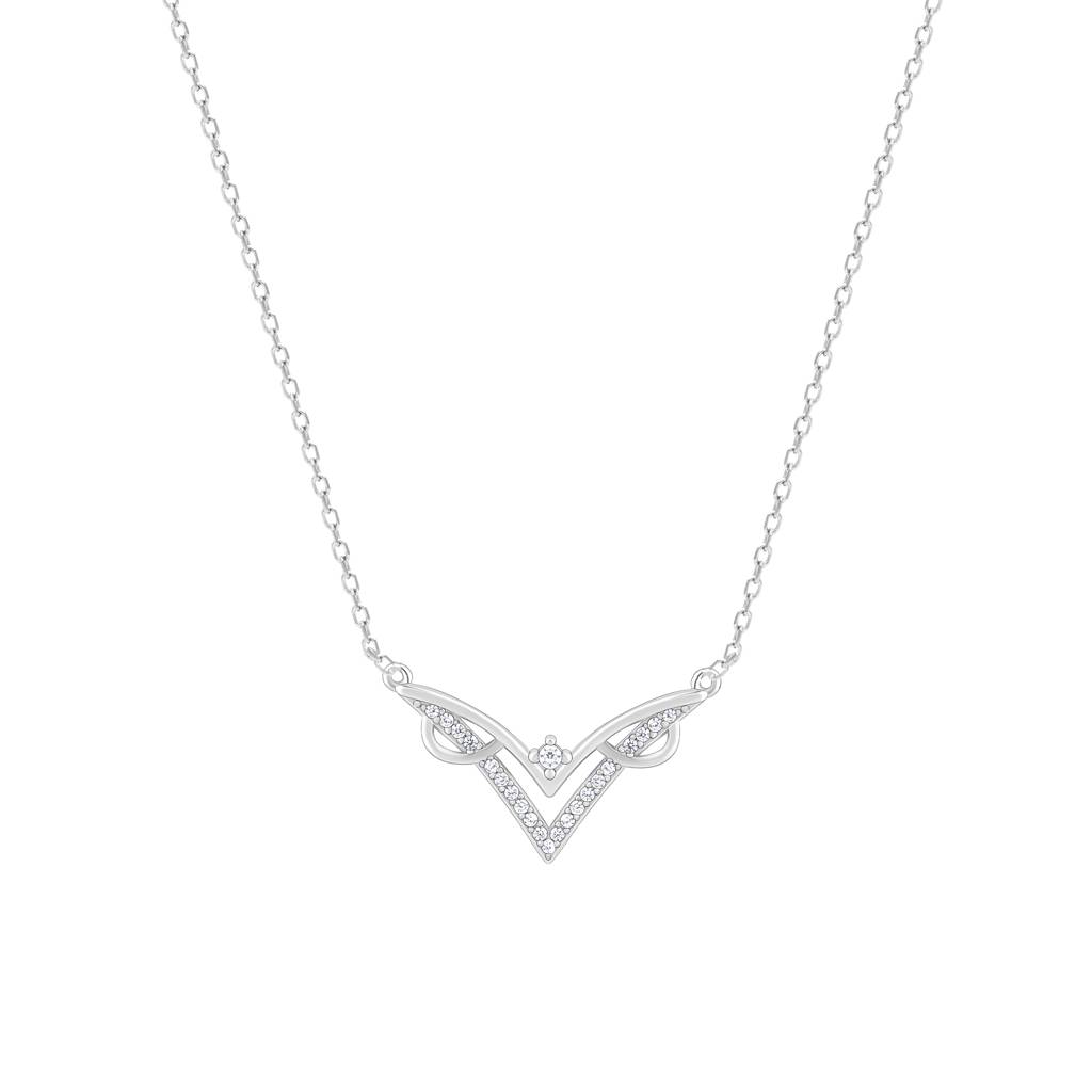 925 Sterling Silver Signature V-Shaped Silver Pendant With Link Chain : RJSPPN16