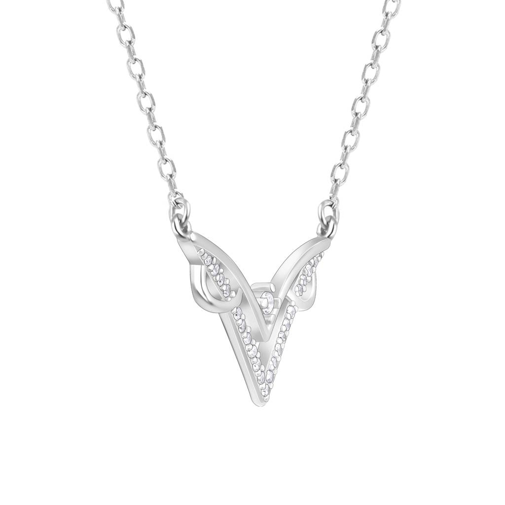 925 Sterling Silver Signature V-Shaped Silver Pendant With Link Chain : RJSPPN16