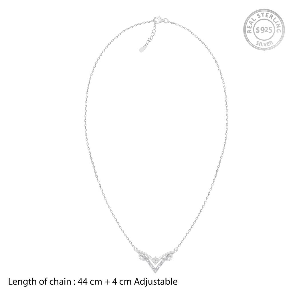 925 Sterling Silver Signature V-Shaped Silver Pendant With Link Chain : RJSPPN16