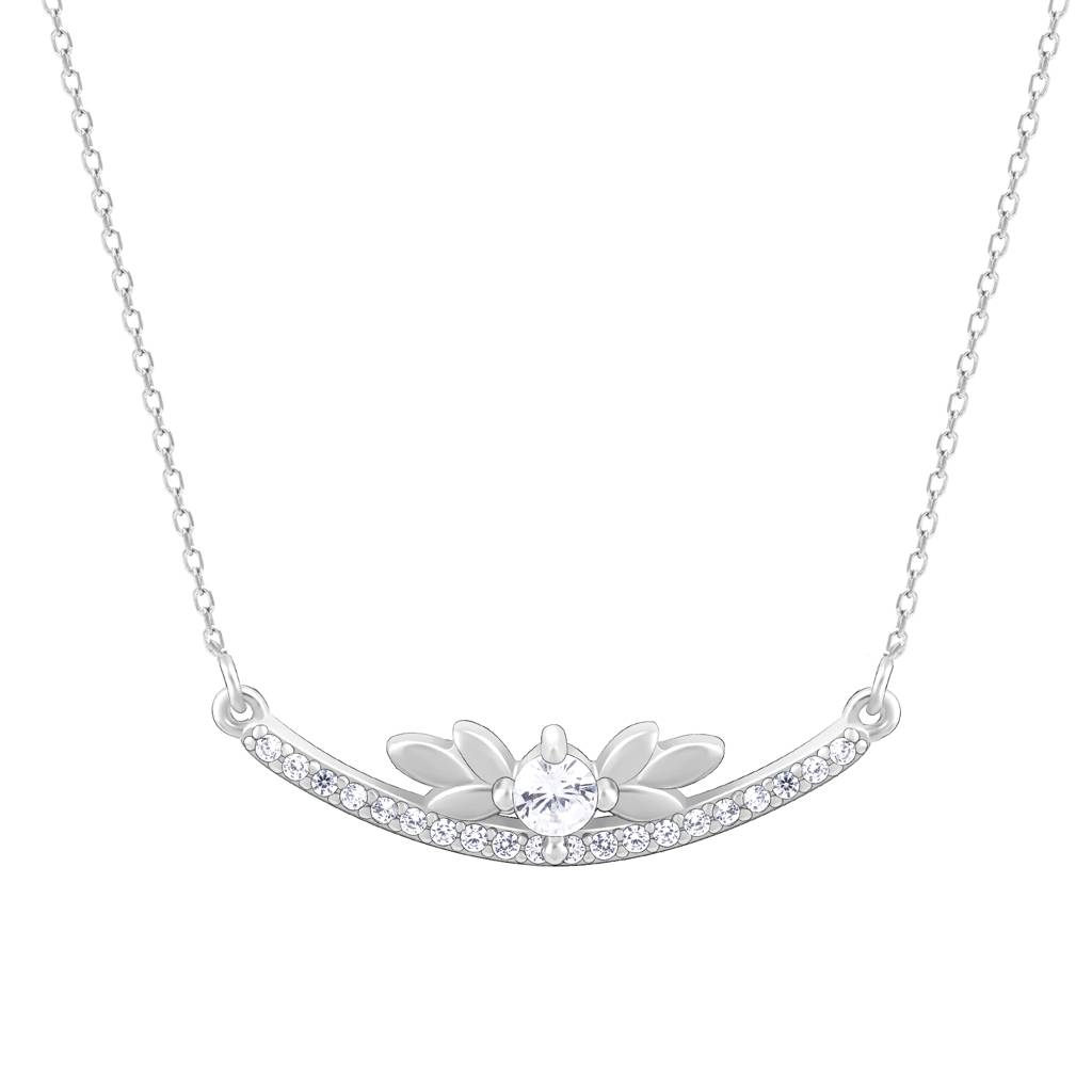 925 Sterling Silver Arc Zircon Pendant With Link Chain : RJSPPN21