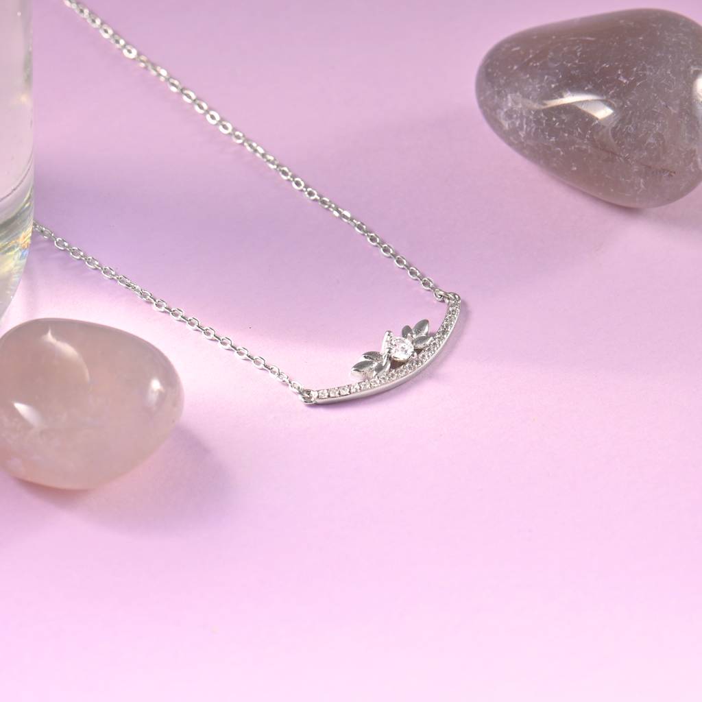 925 Sterling Silver Arc Zircon Pendant With Link Chain : RJSPPN21