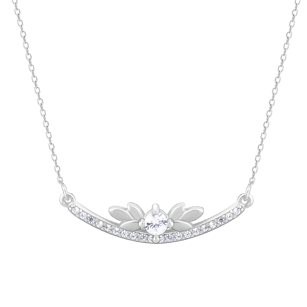 925 Sterling Silver Arc Zircon Pendant With Link Chain : RJSPPN21