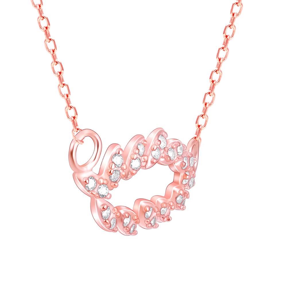 925 Sterling Silver Rose Gold Leaf Cascade Pendant With Link Chain : RJSPPN23