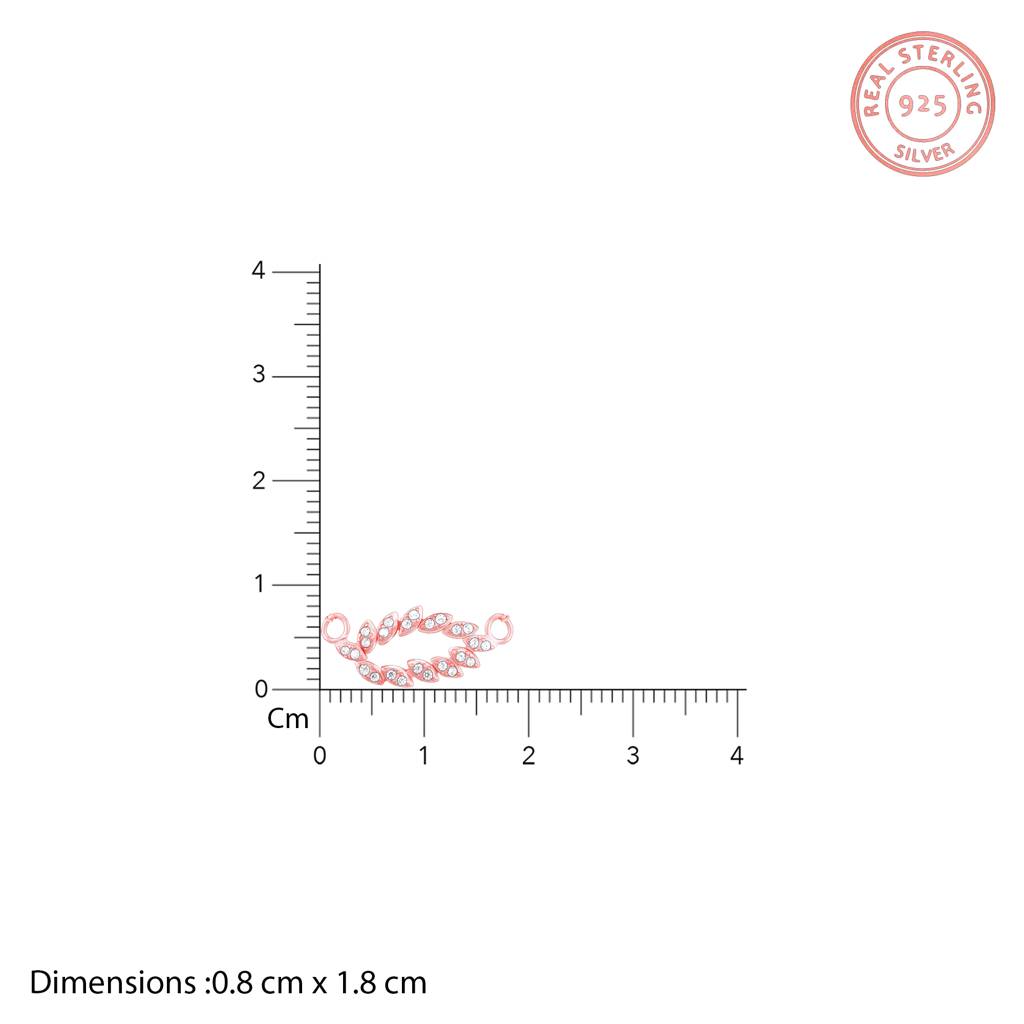 925 Sterling Silver Rose Gold Leaf Cascade Pendant With Link Chain : RJSPPN23