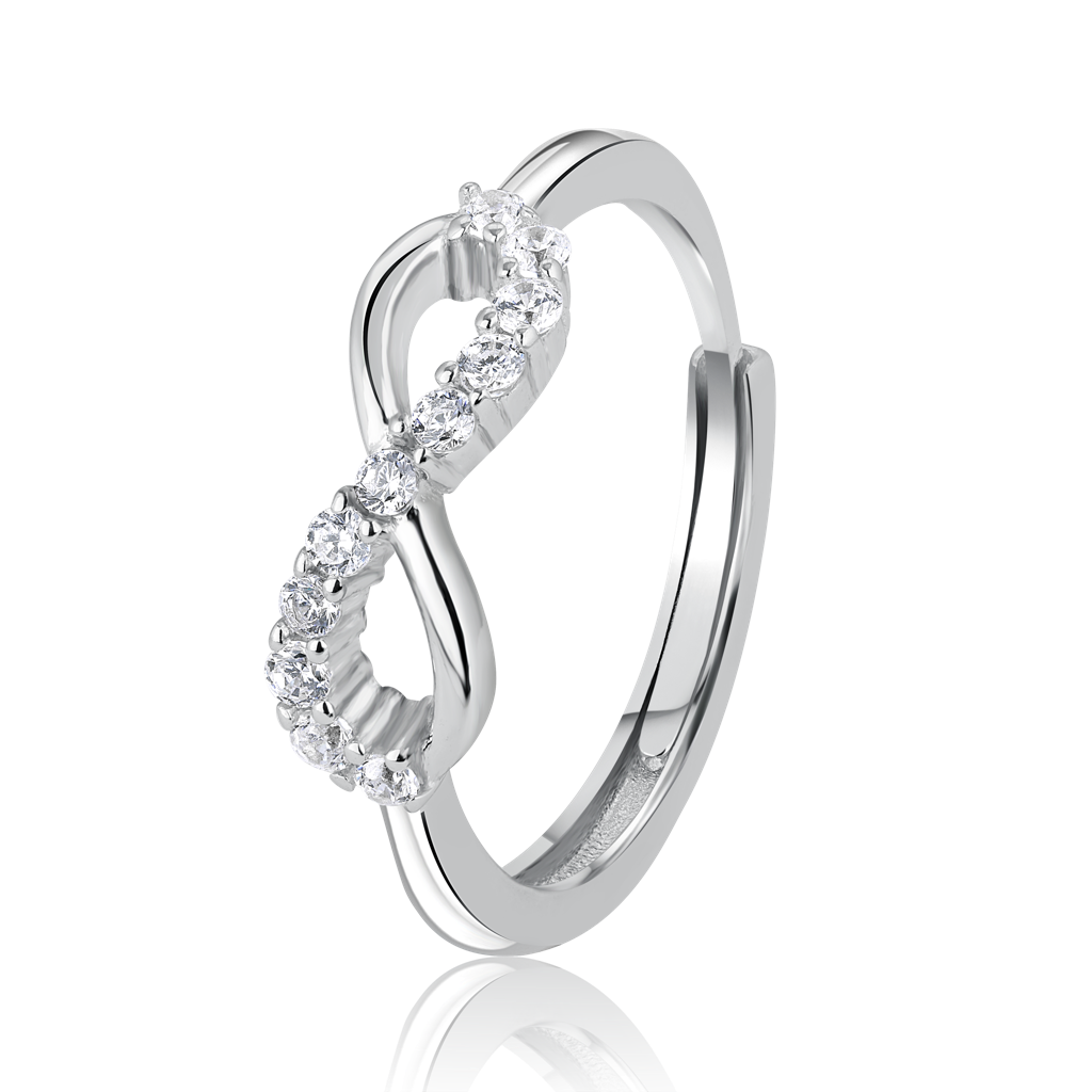 925 Sterling Silver Infinity Zircon Adjustable Ring : RJSPRG13