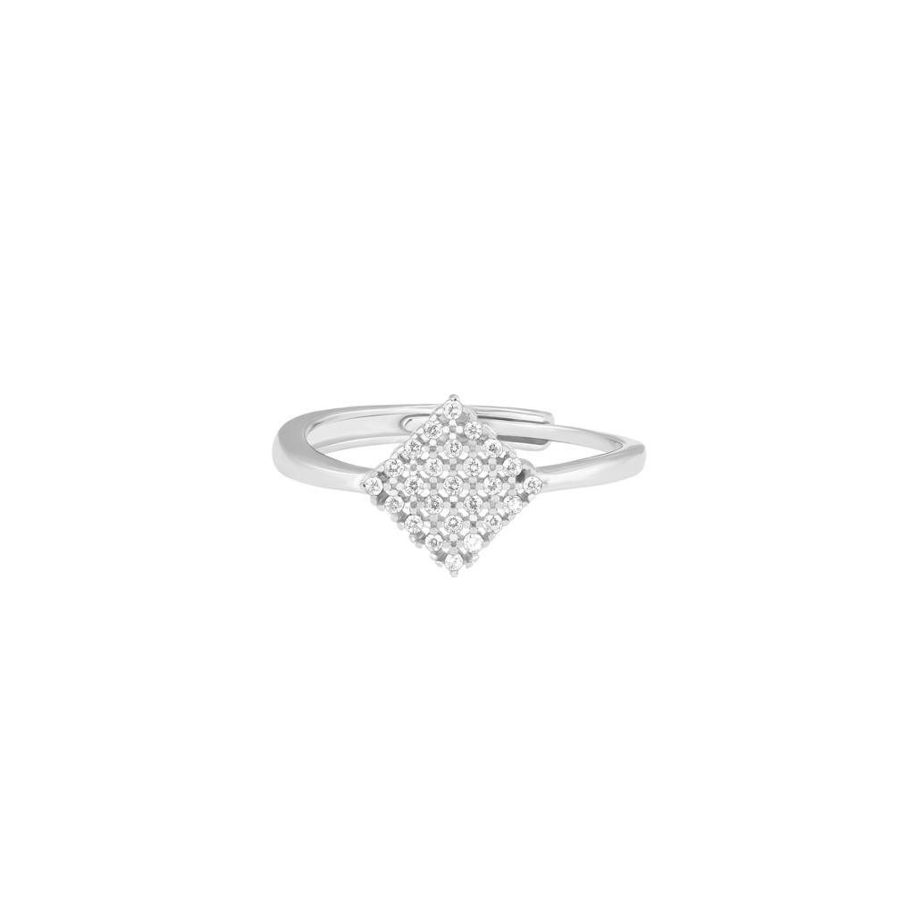 925 Sterling Silver Diamond Fusion Zircon Adjustable Ring : RJSPRG17