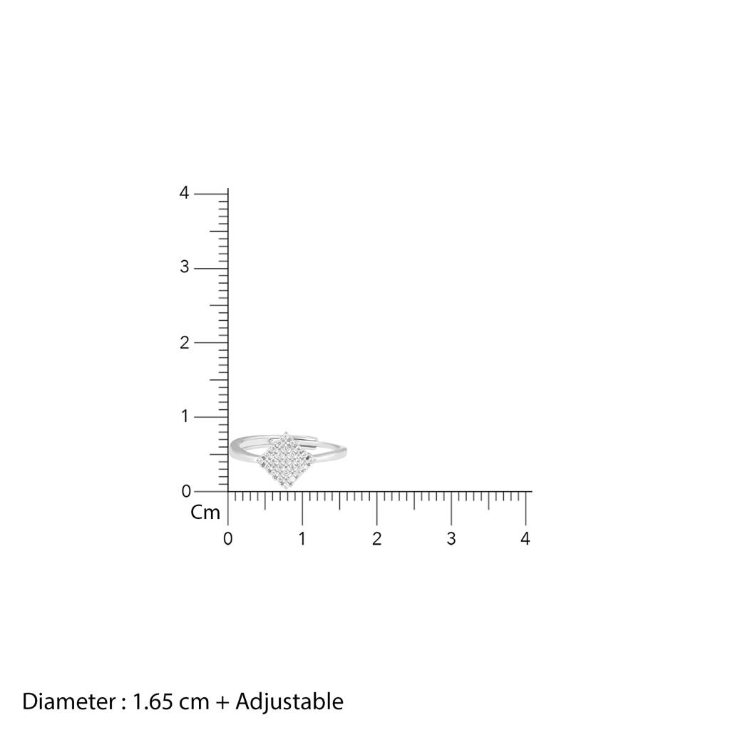 925 Sterling Silver Diamond Fusion Zircon Adjustable Ring : RJSPRG17