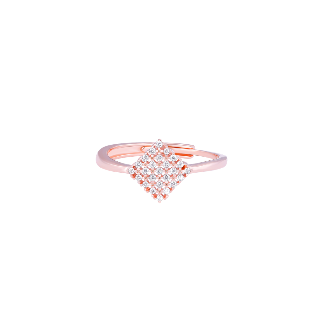 925 Sterling Silver Diamond Fusion Zircon Rose Gold Adjustable Ring : RJSPRG18