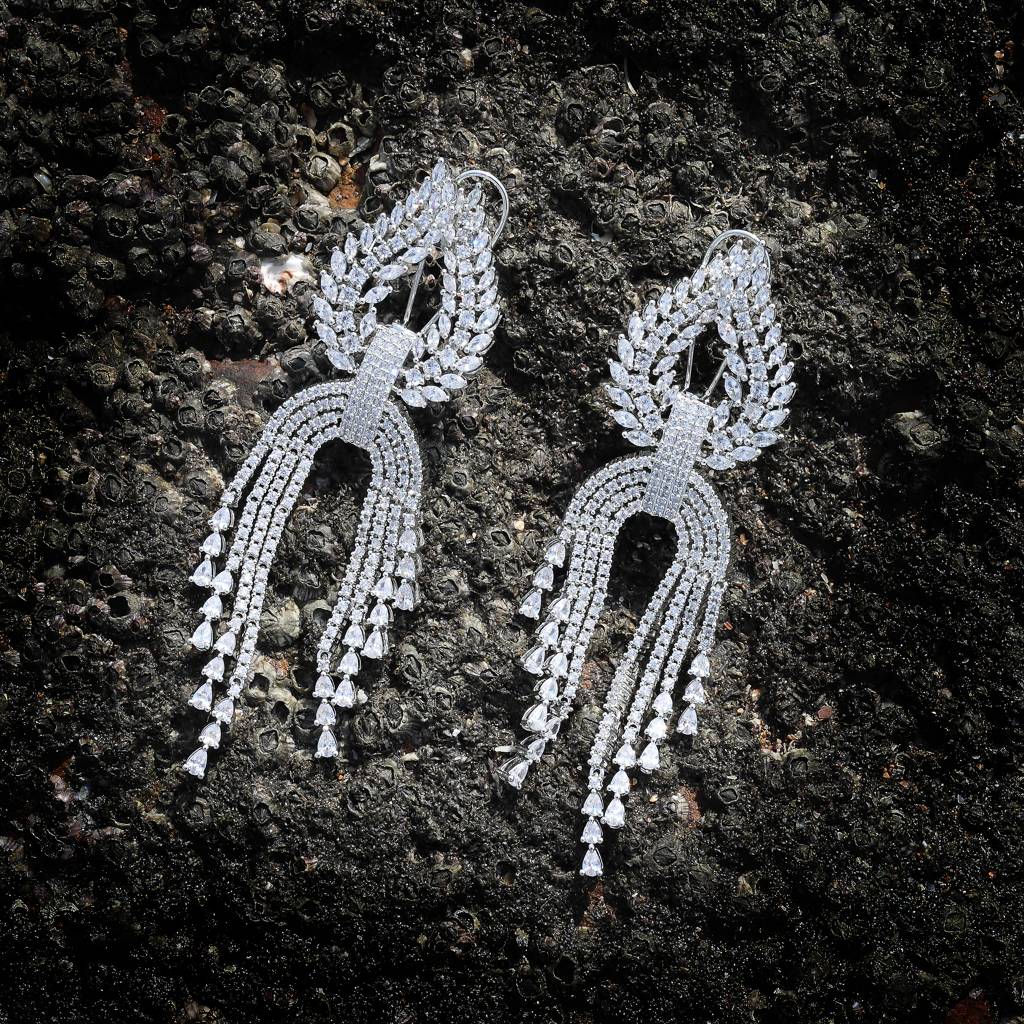 Flawless Cubic Zirconia Cascading Danglers : RK-ER-ANN-680DIYA