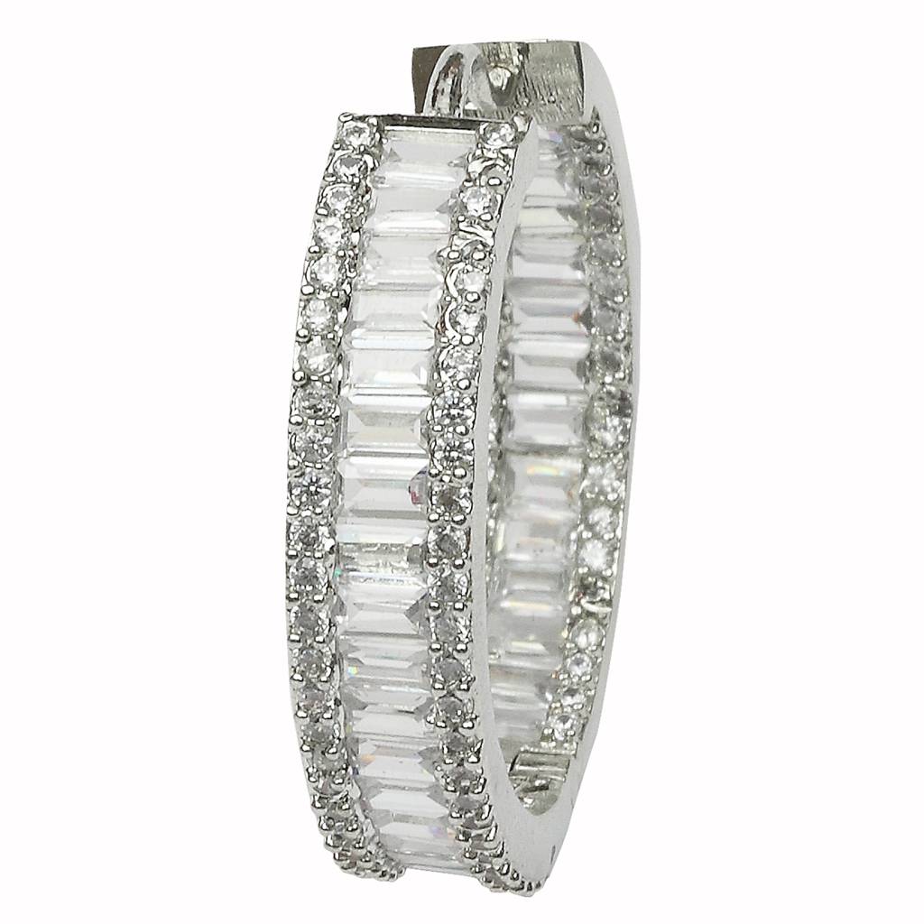 Delicate Square-Cut Cubic Zirconia Hoops : RK-ER-ENN-651