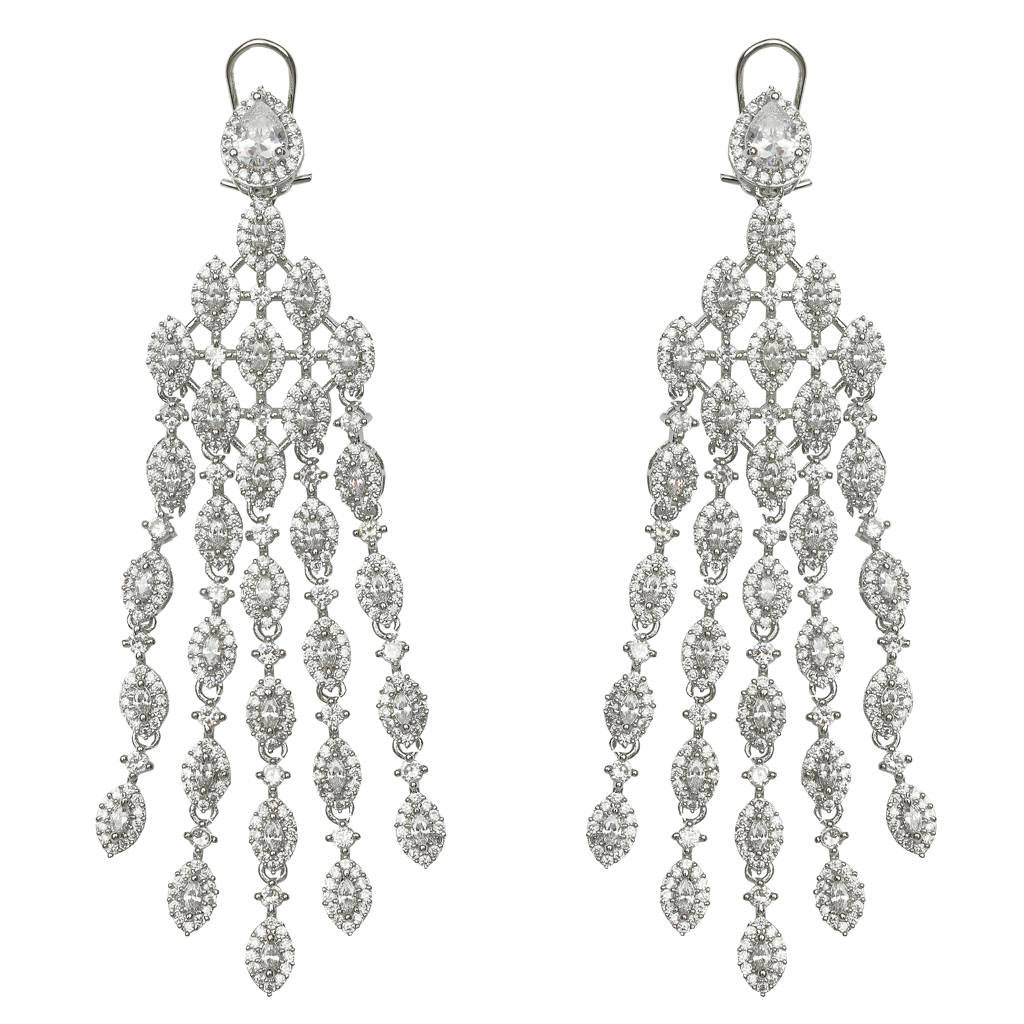 Bold Five Strings Cubic Zirconia Danglers : RK-ER-SNN-666KHUSHI