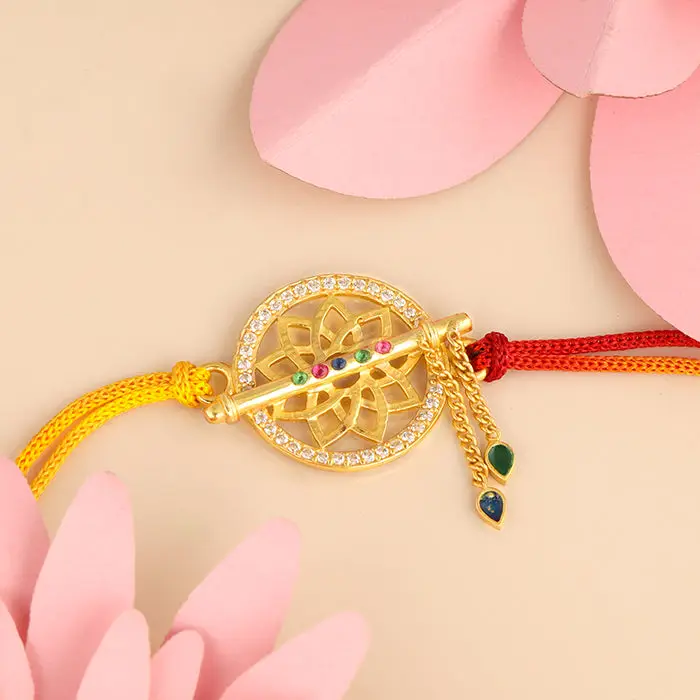 Golden Mandala Flute Rakhi