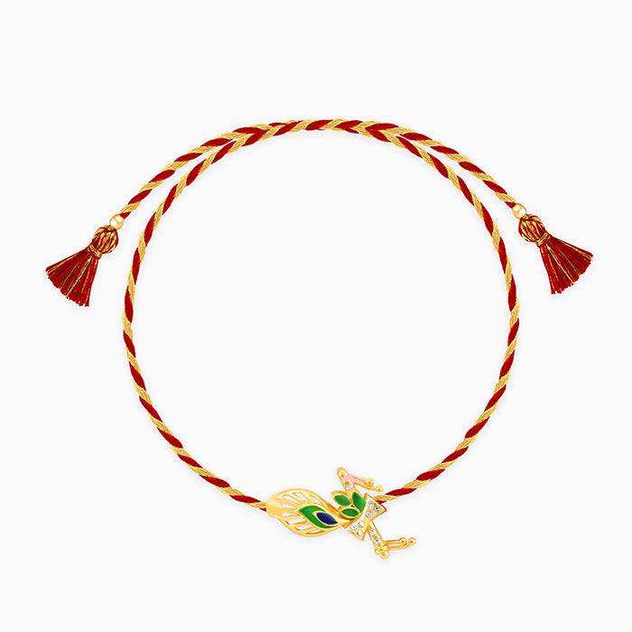 Golden Krishna Flute Rakhi Cum Pendant : RK0188