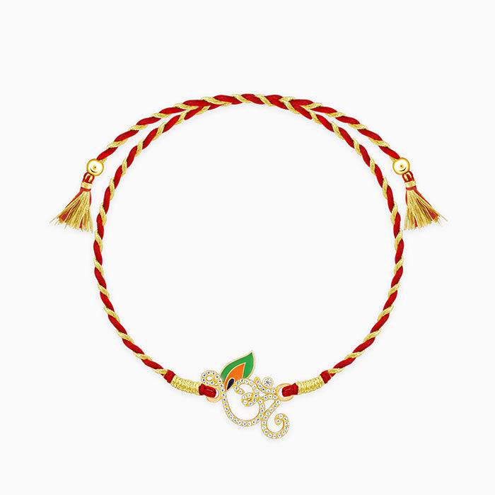 Golden Sparkling Om Rakhi : RK0197