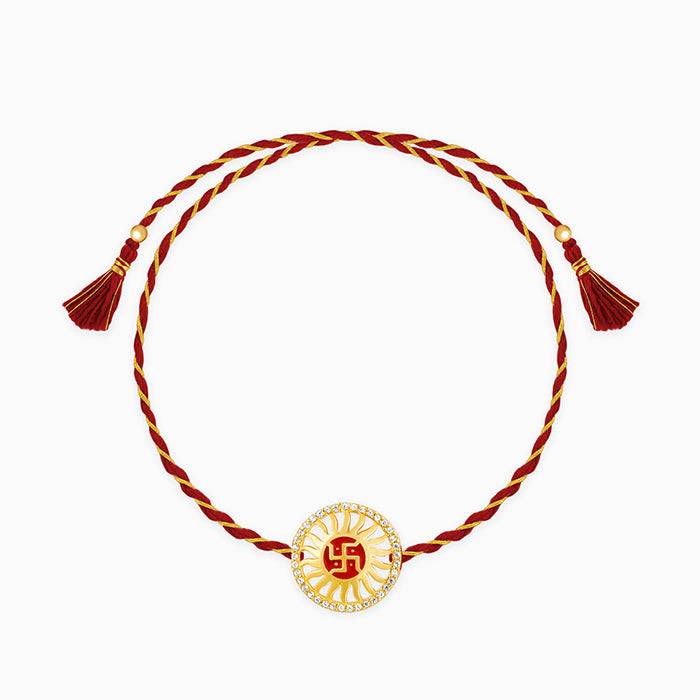 Golden Swastik Chakra Rakhi : RK0198
