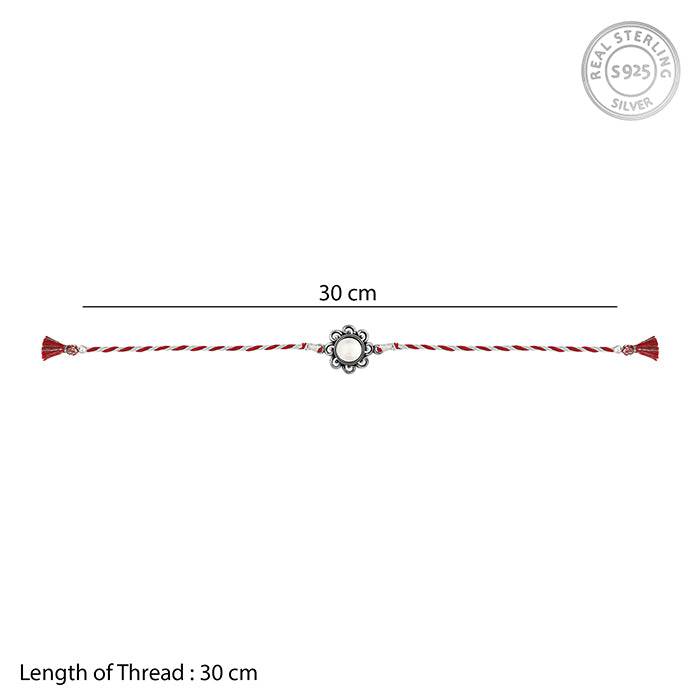 Oxidised Silver Pearl Flower Rakhi : RK019