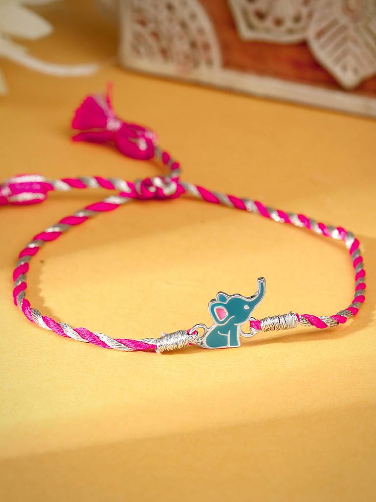 Eternz Certified Jewellery - GIVA Silver Ellie Rakhi For Kids (Free Size)
